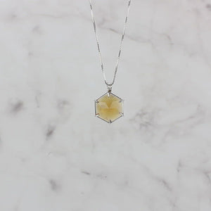 Siberian Gold Quartz Flower of Life Chain Pendant