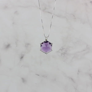 Siberian Purple Quartz Flower of Life Chain Pendant
