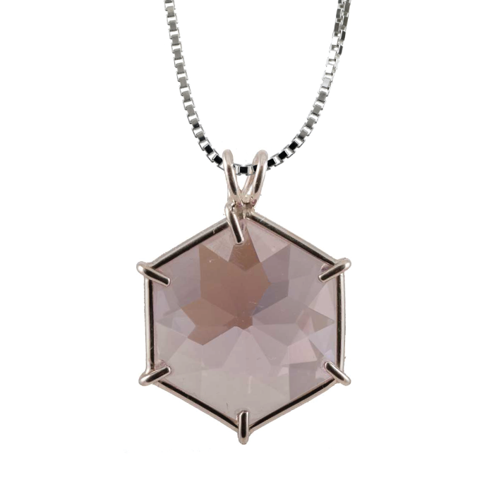 Amethyst Flower of Life Chain Pendant Sacred Geometry Crystal Jewelry, Unisex, Sterling Silver, VOLTLIN