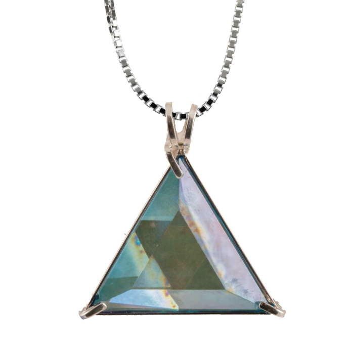 Aqua Aura Quartz Star of David Chain Pendant Sacred Geometry Crystal Jewelry, Unisex, Sterling Silver, VOLTLIN
