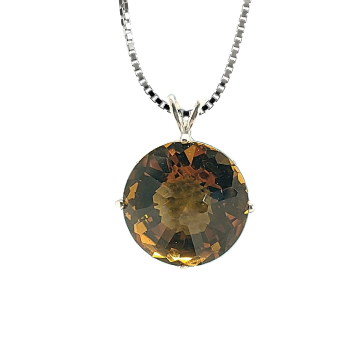 Citrine Radiant Heart Chain Pendant Sacred Geometry Crystal Jewelry, Unisex, Sterling Silver, VOLTLIN