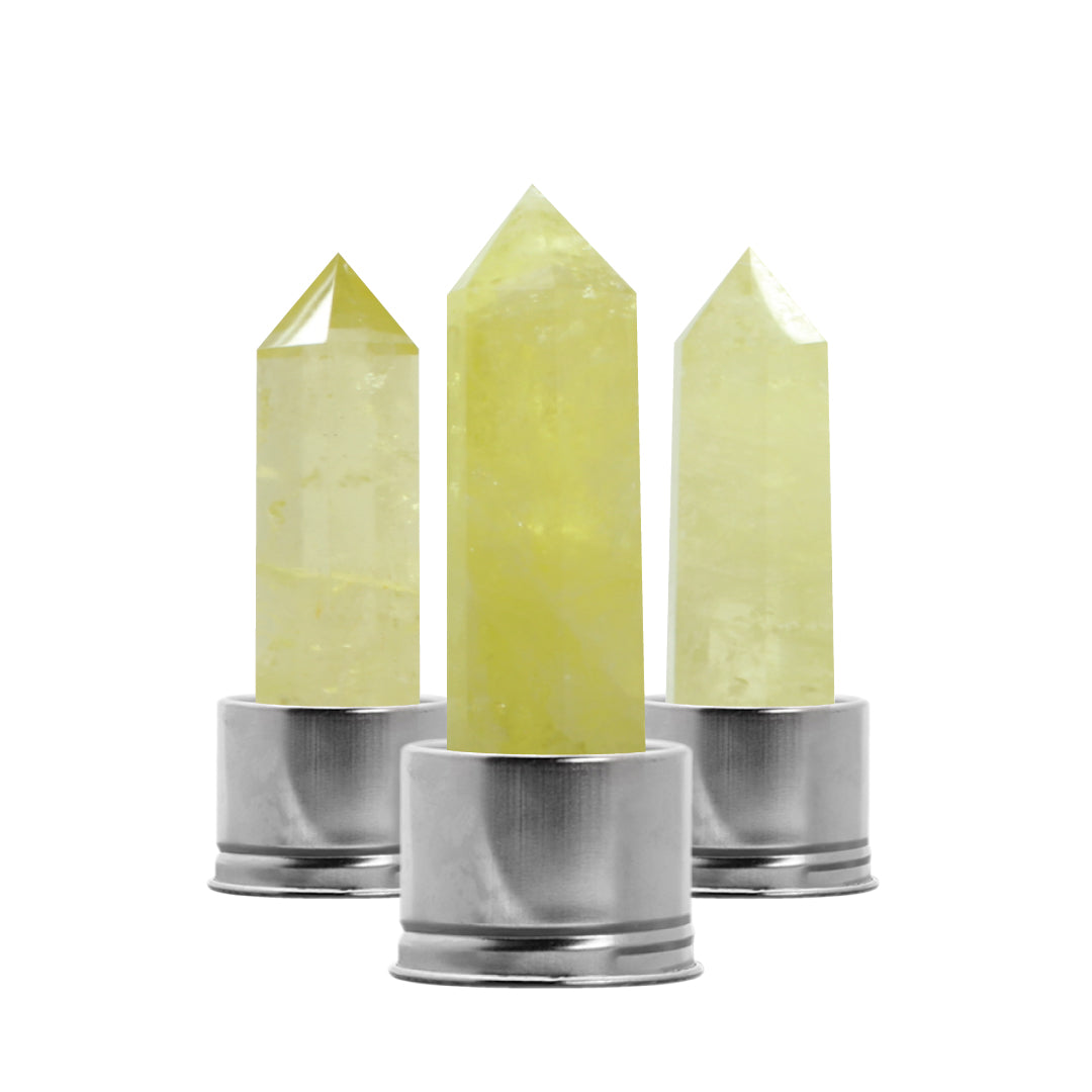 Citrine Crystal Point Water Bottle, Create Gem-Infused Elixirs, 18.5 oz., Glass & Stainless Steel, VOLTLIN