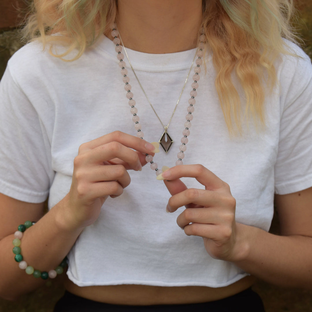 Smoky Quartz Ascension Star Chain Pendant Sacred Geometry Crystal Jewelry, Unisex, Sterling Silver, VOLTLIN