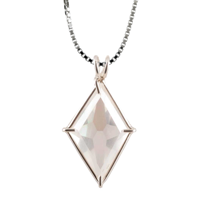 Angel Aura Quartz Ascension Star Chain Pendant Sacred Geometry Crystal Jewelry, Unisex, Sterling Silver, VOLTLIN