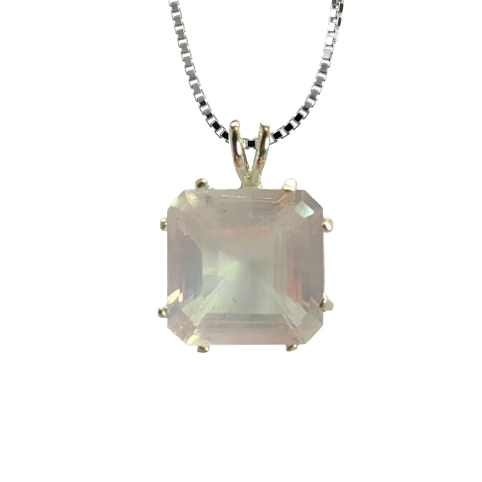 Rose Quartz Earth Heart Chain Pendant Sacred Geometry Crystal Jewelry, Unisex, Sterling Silver, VOLTLIN