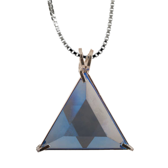 Siberian Blue Quartz Star of David Chain Pendant Sacred Geometry Crystal Jewelry, Unisex, Sterling Silver, VOLTLIN