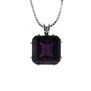 Siberian Purple Quartz Earth Heart Chain Pendant Sacred Geometry Crystal Jewelry, Unisex, Sterling Silver, VOLTLIN