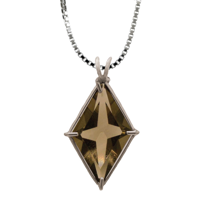Smoky Quartz Ascension Star Chain Pendant Sacred Geometry Crystal Jewelry, Unisex, Sterling Silver, VOLTLIN