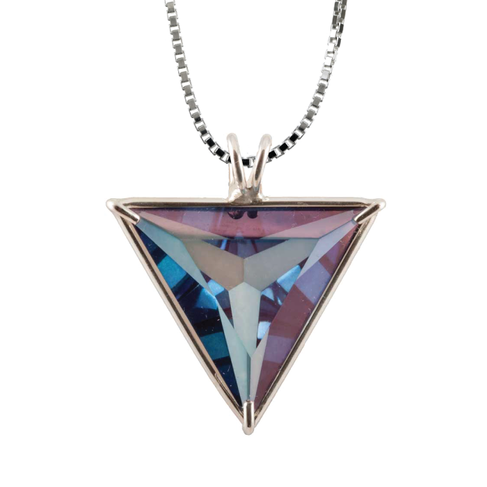 Tanzine Aura Quartz Angelic Star Chain Pendant Sacred Geometry Crystal Jewelry, Unisex, Sterling Silver, VOLTLIN