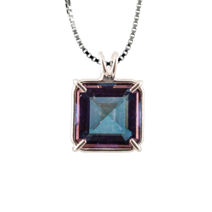 Tanzine Aura Quartz Earth Heart Chain Pendant Sacred Geometry Crystal Jewelry, Unisex, Sterling Silver, VOLTLIN