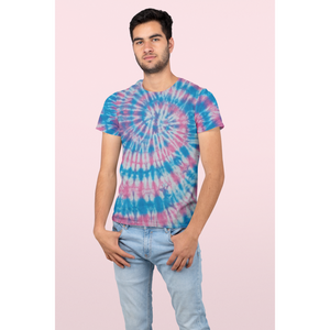 Pink & Blue Spiral Tie Dye Unisex T-Shirts