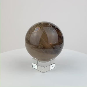 Smoky Quartz Sphere with Rainbow Inclusions (2.5 in. / 367 g.) (C019)