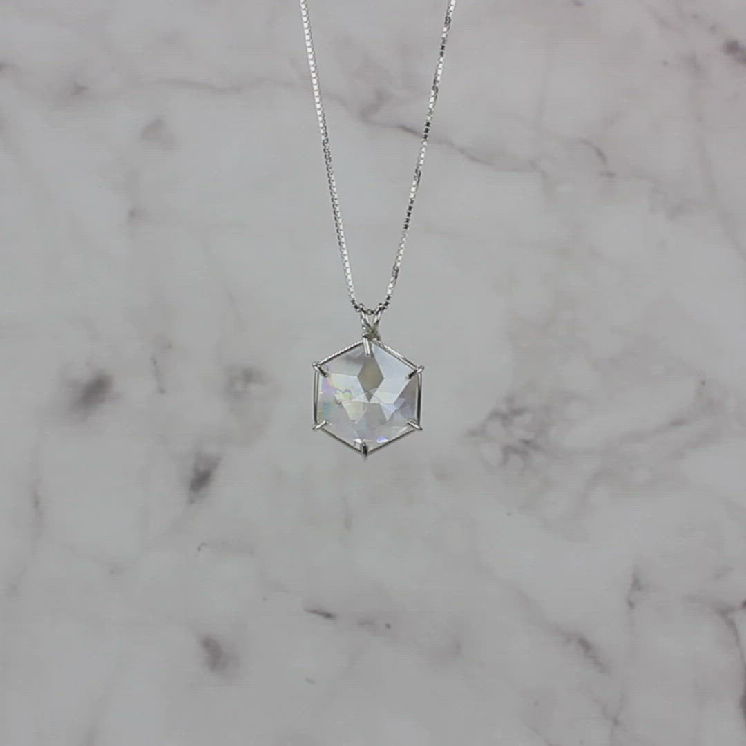 Angel Aura Quartz Flower of Life Chain Pendant
