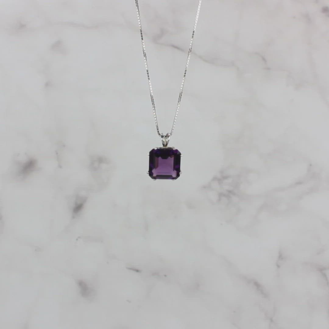 Siberian Purple Quartz Earth Heart Chain Pendant