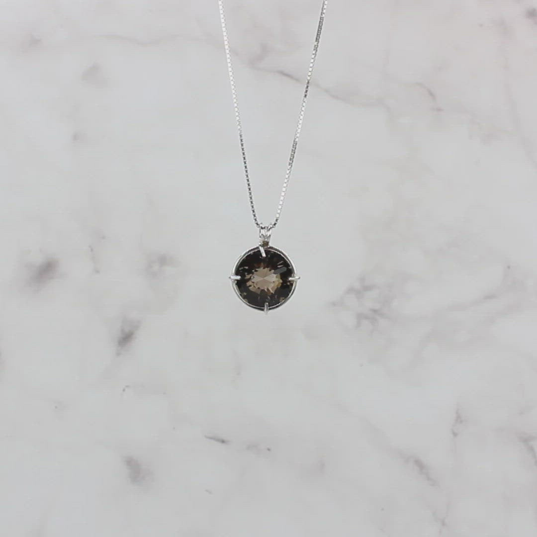 Smoky Quartz Radiant Heart Chain Pendant