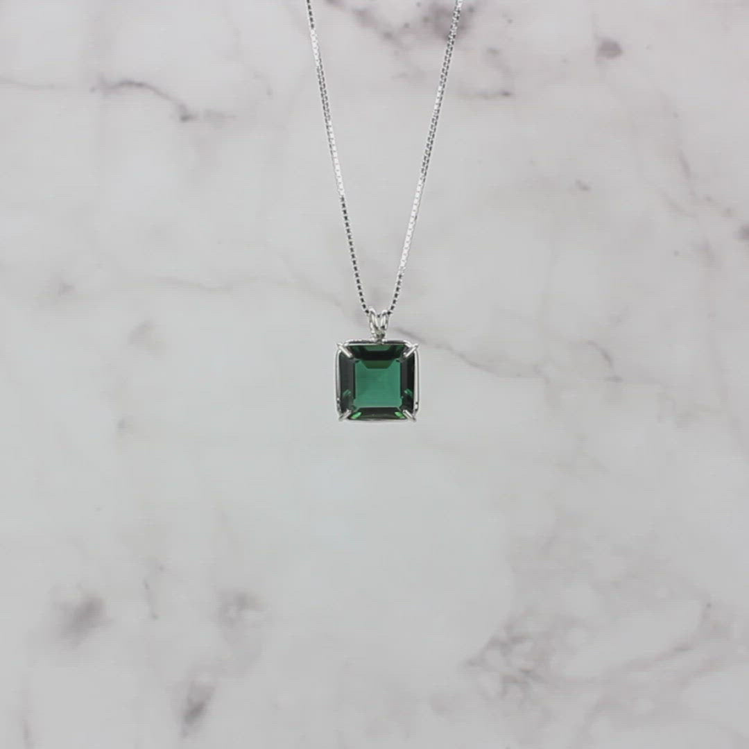 Siberian Green Quartz Earth Heart Chain Pendant