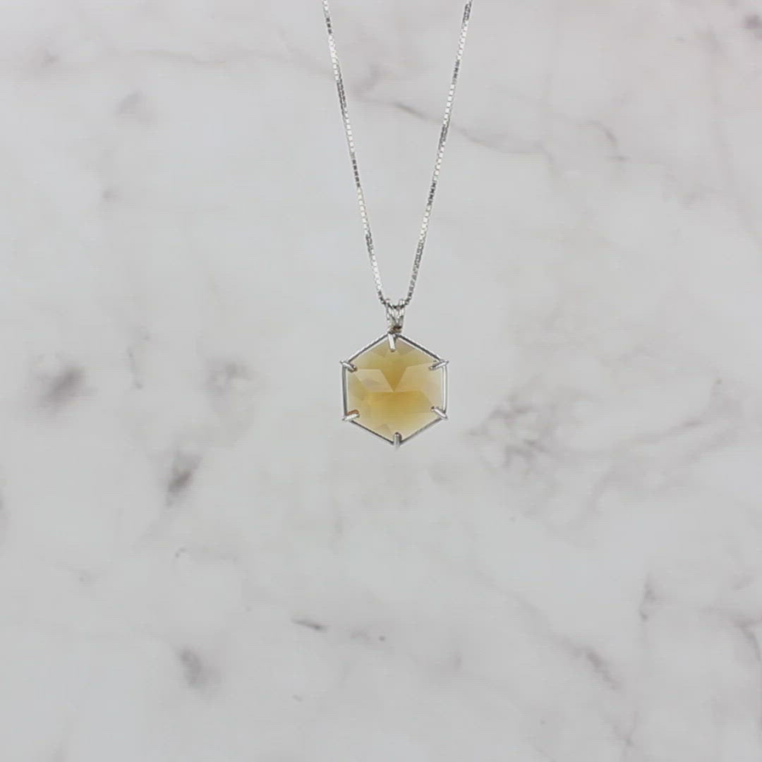 Siberian Gold Quartz Flower of Life Chain Pendant