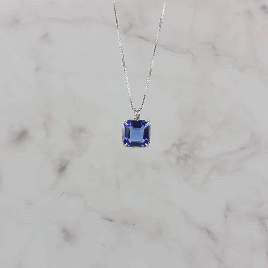 Siberian Blue Quartz Earth Heart Chain Pendant