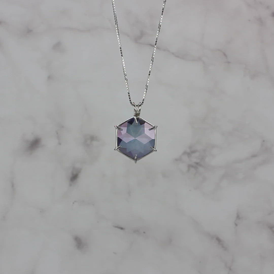 Tanzine Aura Quartz Flower of Life Chain Pendant