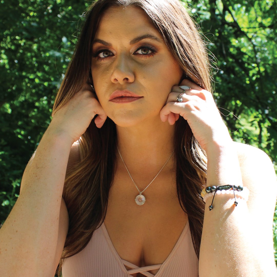 Quartz Radiant Heart Chain Pendant Sacred Geometry Crystal Jewelry, Unisex, Sterling Silver, VOLTLIN