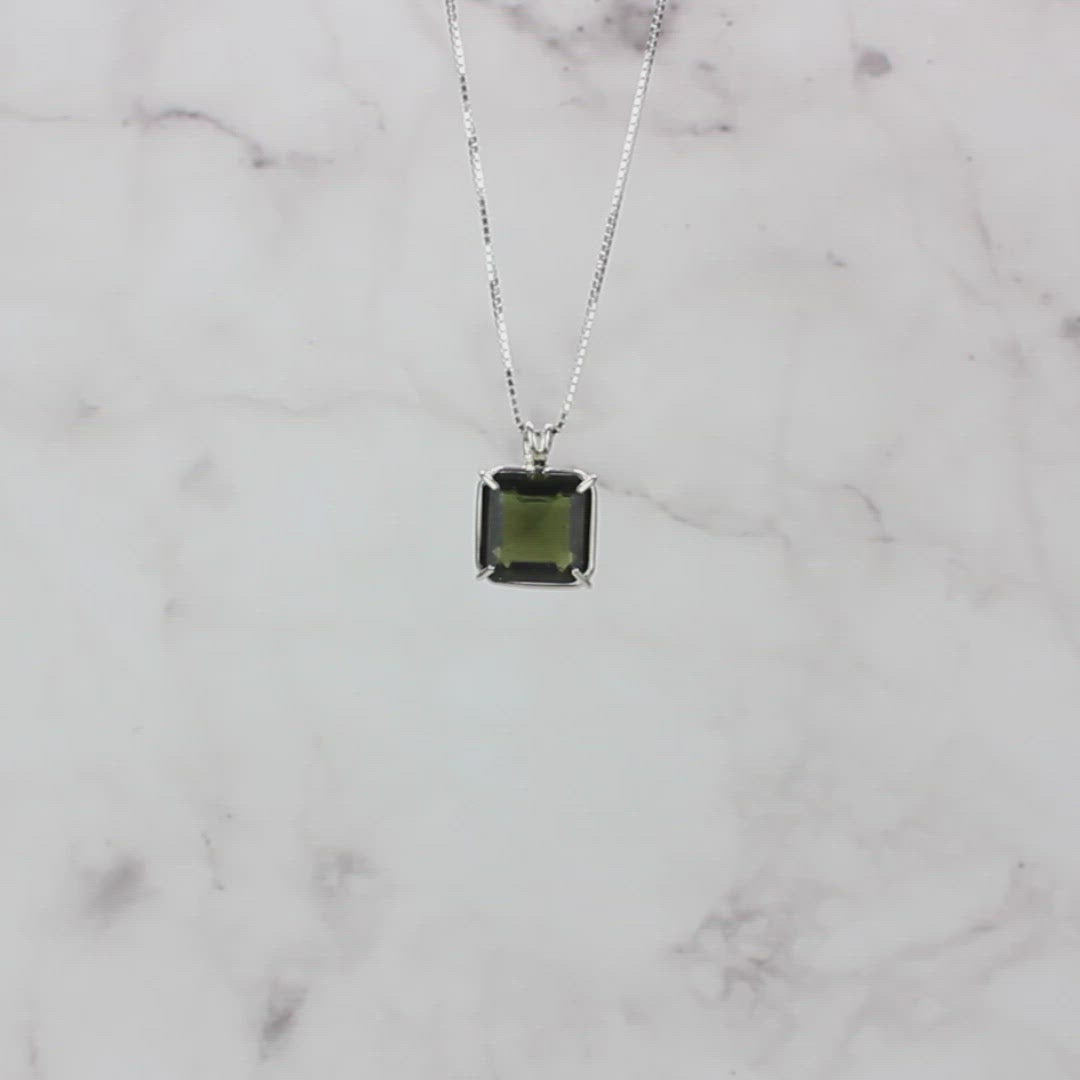 Moldavite Earth Heart Chain Pendant (VERY RARE)