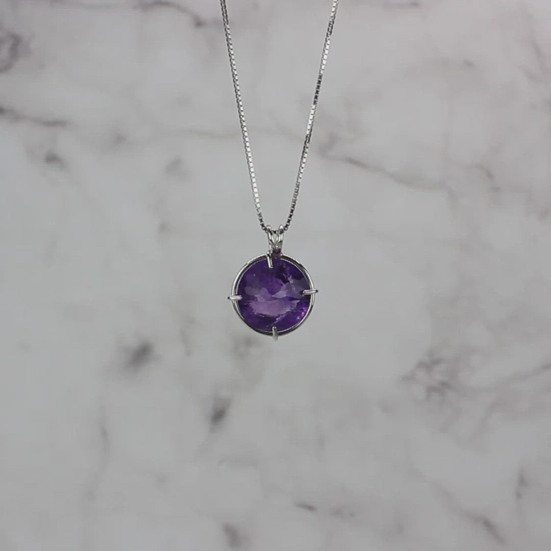 Amethyst Radiant Heart Chain Pendant