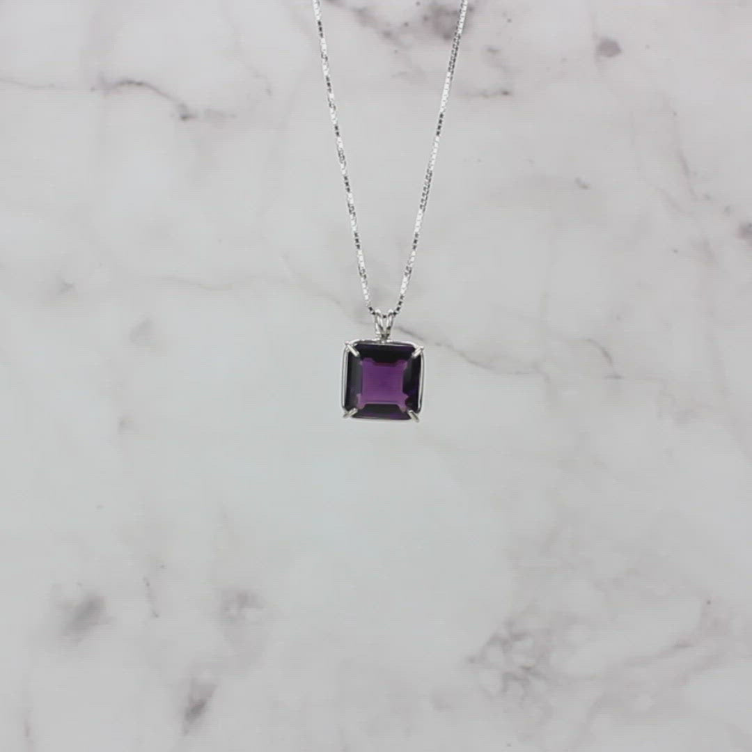 Siberian Purple Quartz Earth Heart Chain Pendant