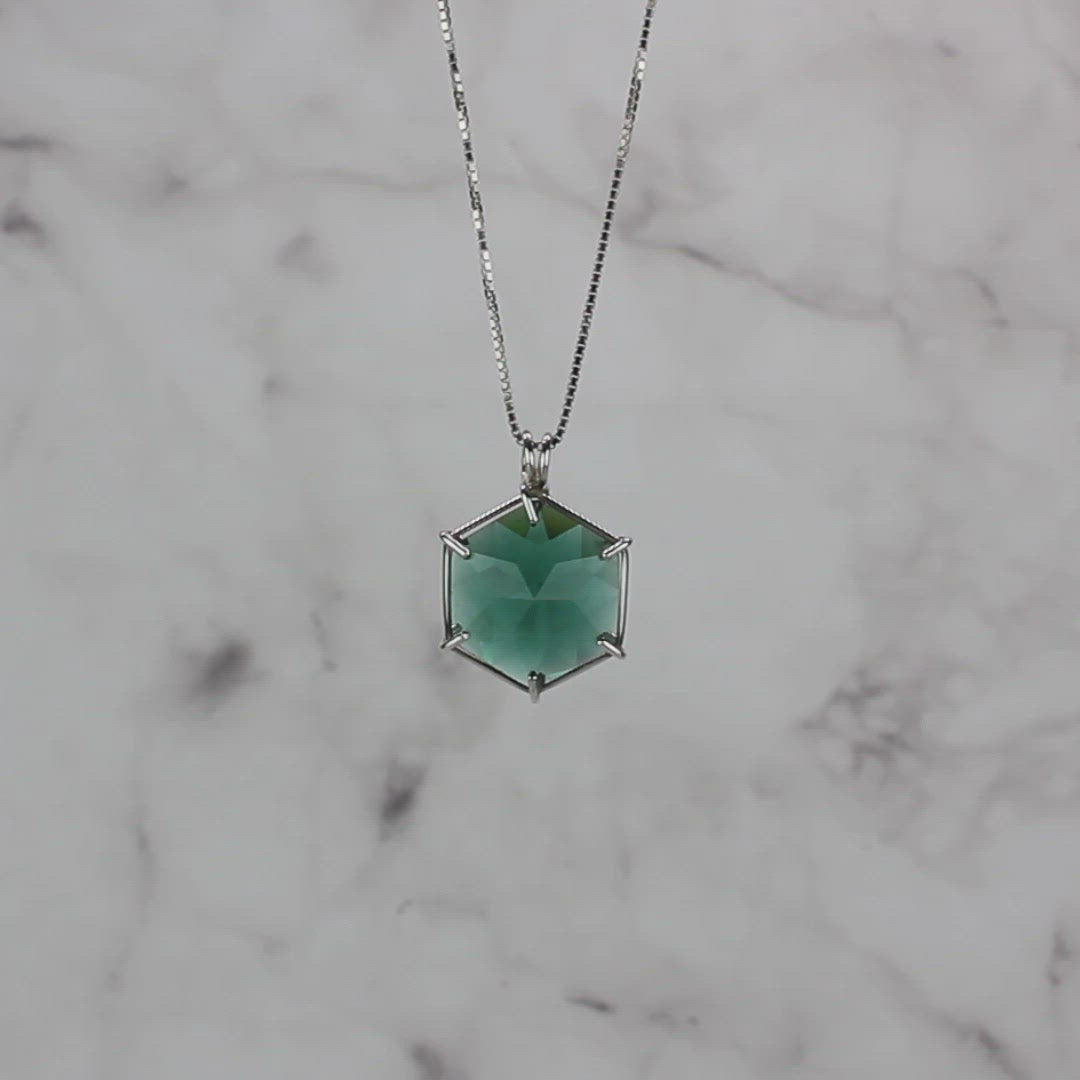 Siberian Green Quartz Flower of Life Chain Pendant