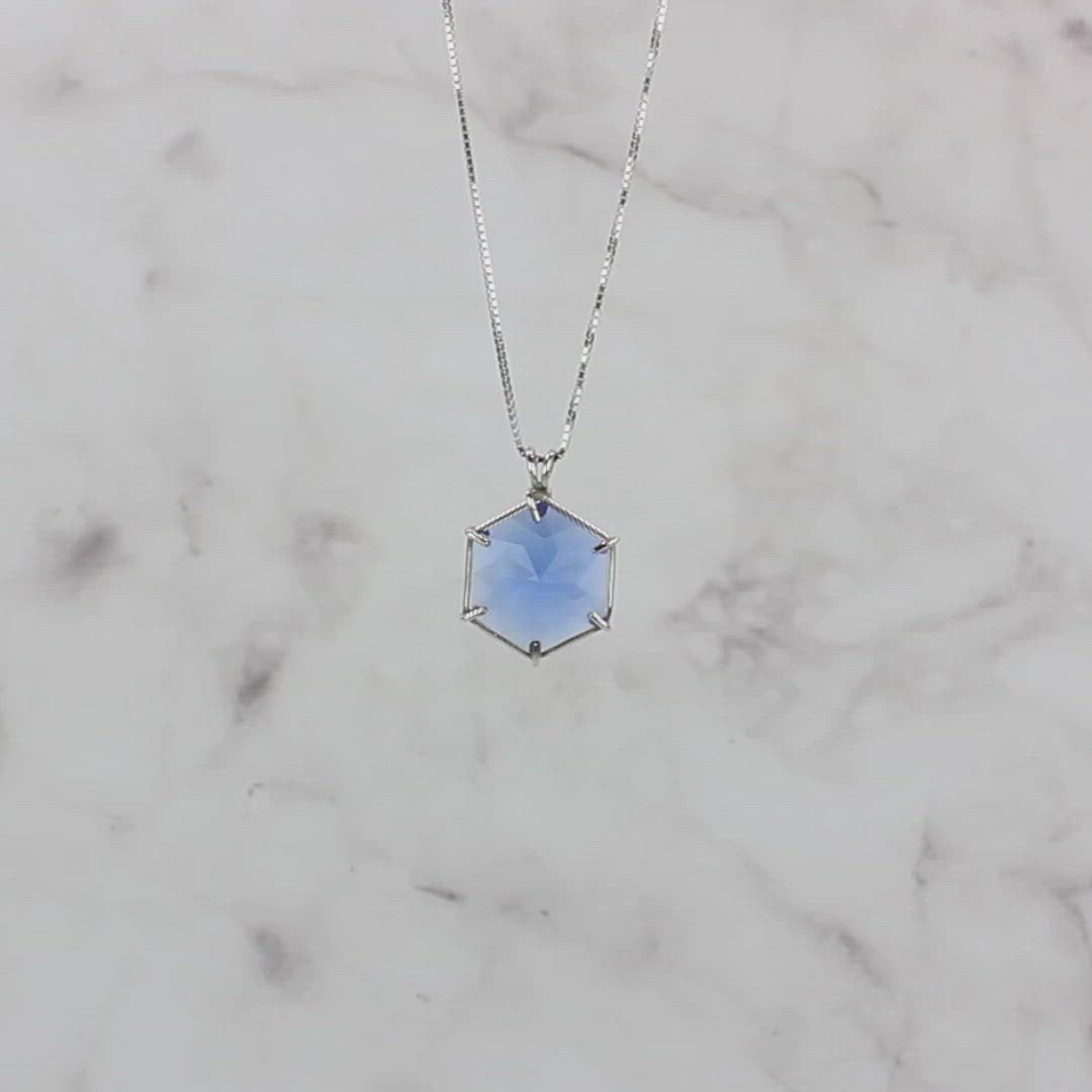 Siberian Blue Quartz Flower of Life Chain Pendant