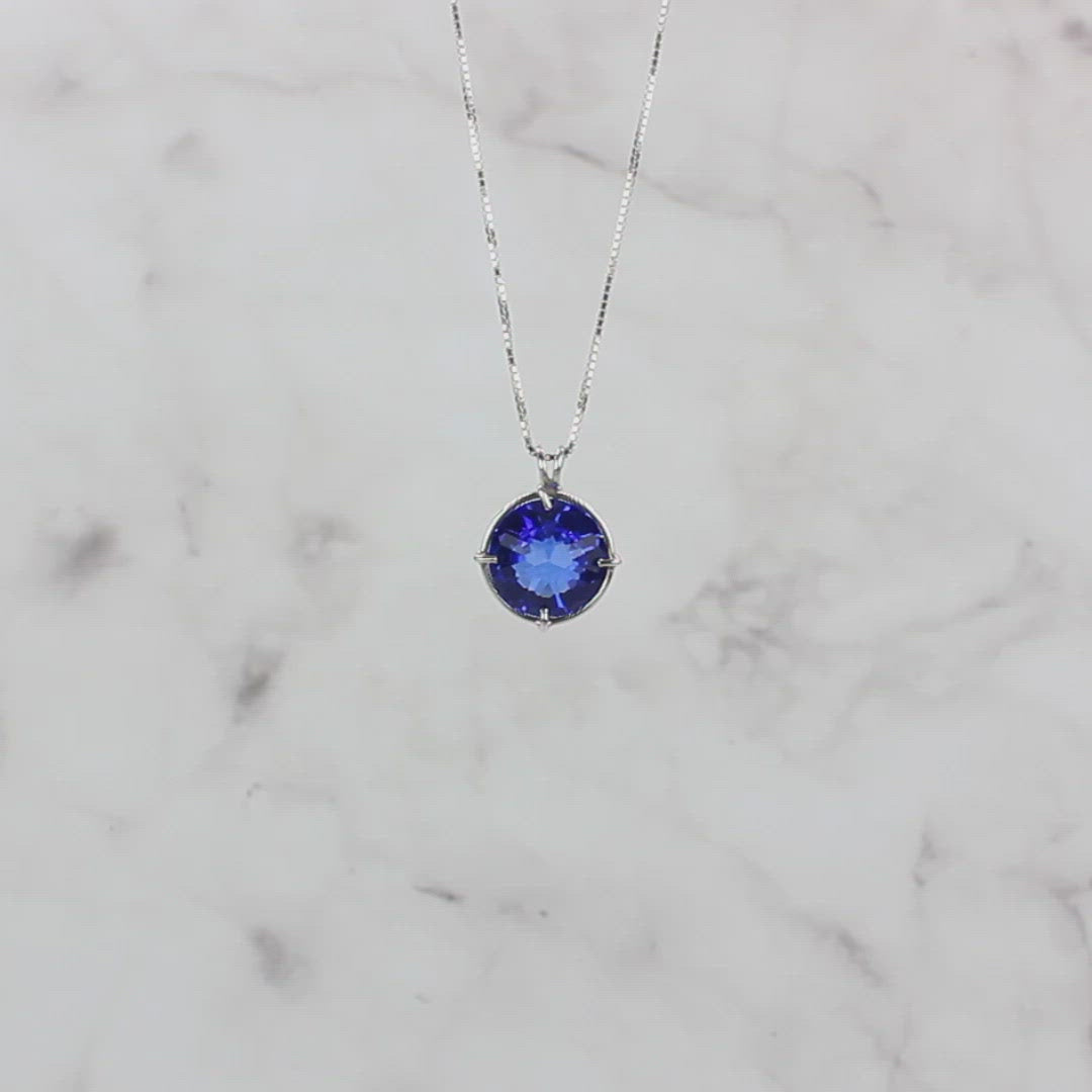 Siberian Blue Quartz Radiant Heart Chain Pendant