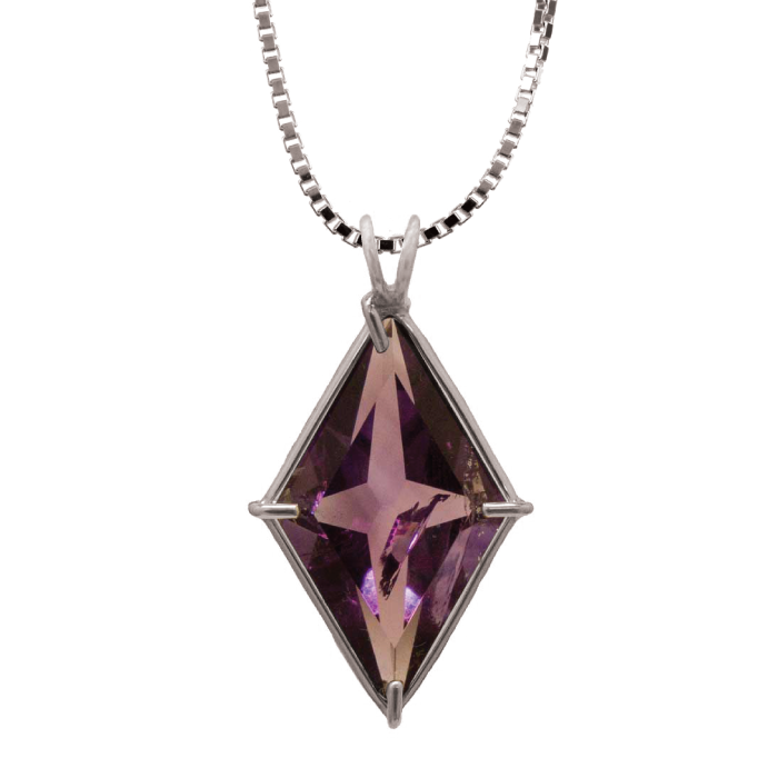 Amethyst Ascension Star Chain Pendant Sacred Geometry Crystal Jewelry, Unisex, Sterling Silver, VOLTLIN
