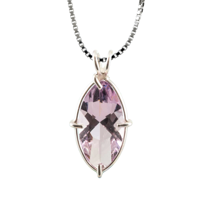 Amethyst Infinite Eye Chain Pendant Sacred Geometry Crystal Jewelry, Unisex, Sterling Silver, VOLTLIN
