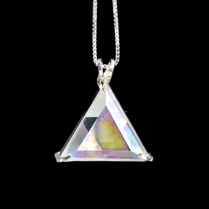 Angel Aura Quartz Star of David Chain Pendant Sacred Geometry Crystal Jewelry, Unisex, Sterling Silver, VOLTLIN