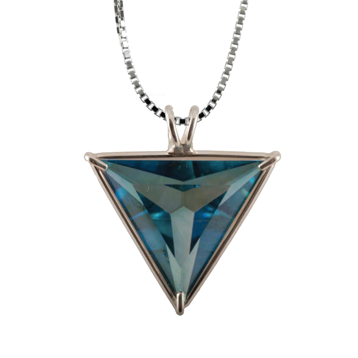 Aqua Aura Quartz Angelic Star Chain Pendant Sacred Geometry Crystal Jewelry, Unisex, Sterling Silver, VOLTLIN