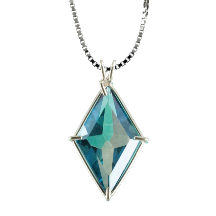 Aqua Aura Quartz Ascension Star Chain Pendant Sacred Geometry Crystal Jewelry, Unisex, Sterling Silver, VOLTLIN