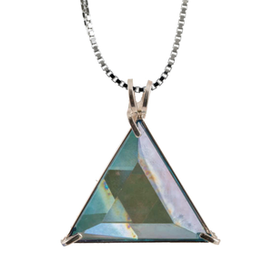 Aqua Aura Quartz Star of David Chain Pendant Sacred Geometry Crystal Jewelry, Unisex, Sterling Silver, VOLTLIN