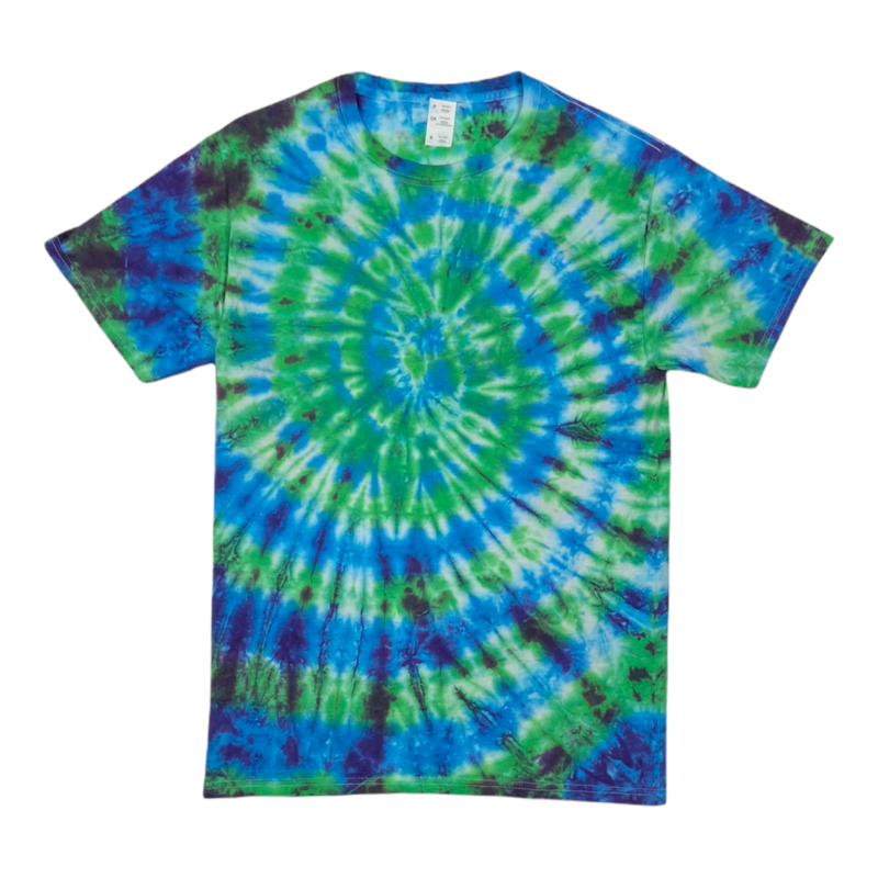 Blue & Green Spiral Tie Dye Unisex T-Shirts
