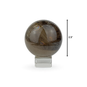 Smoky Quartz Sphere with Rainbow Inclusions (2.5 in. / 367 g.) (C019)