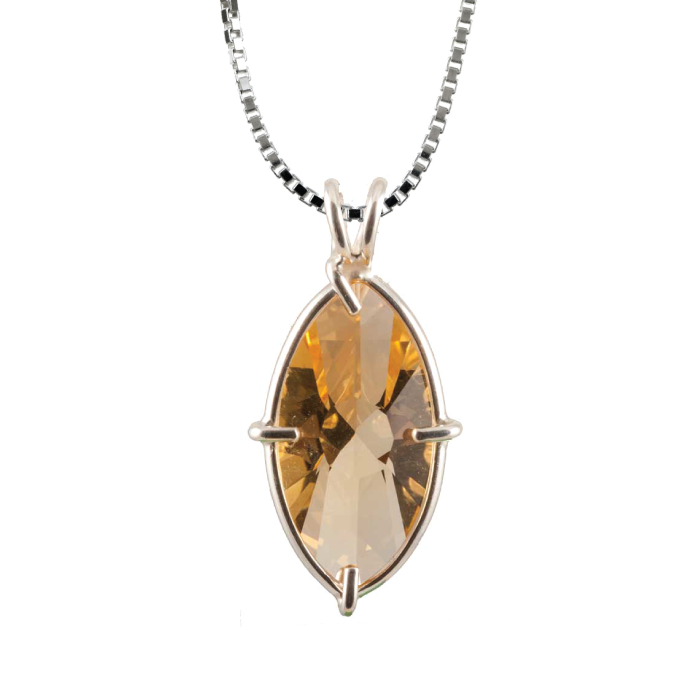 Citrine Infinite Eye Chain Pendant Sacred Geometry Crystal Jewelry, Unisex, Sterling Silver, VOLTLIN