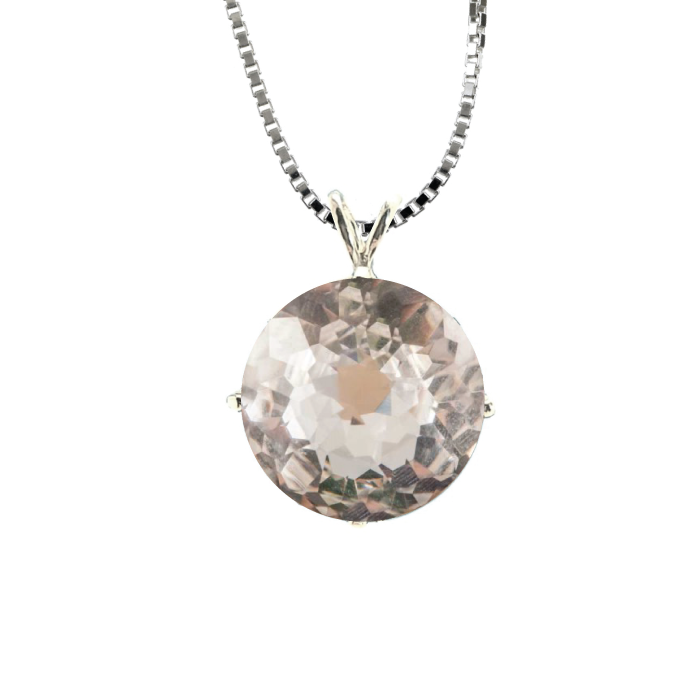 Quartz Radiant Heart Chain Pendant Sacred Geometry Crystal Jewelry, Unisex, Sterling Silver, VOLTLIN