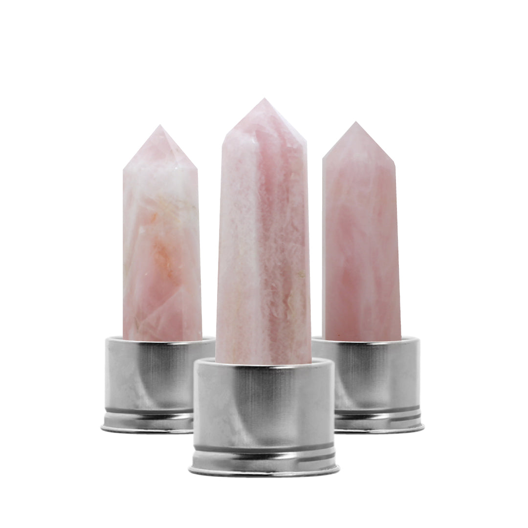 Rose Quartz Crystal Point Water Bottle, Create Gem-Infused Elixirs, 18.5 oz., Glass & Stainless Steel, VOLTLIN