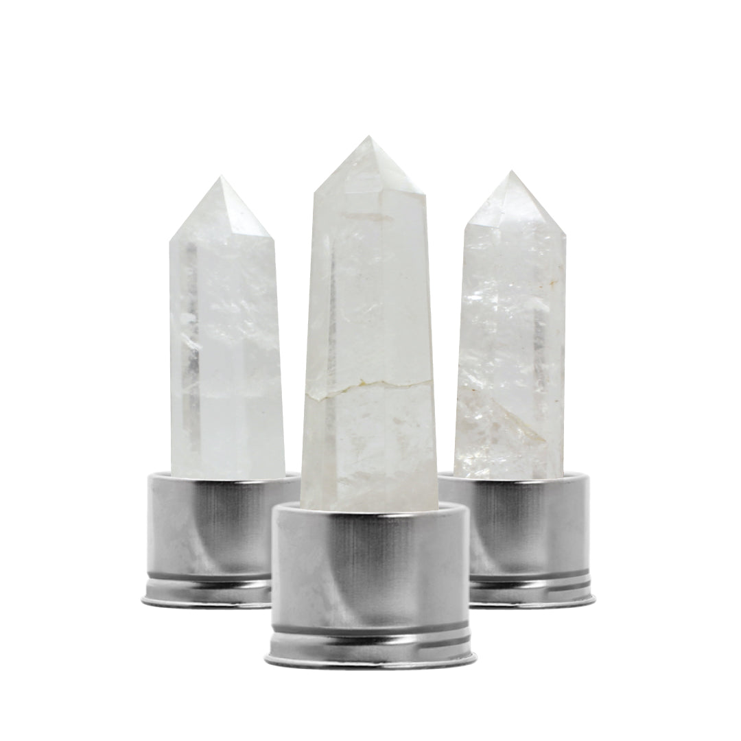 Quartz Crystal Point Water Bottle, Create Gem-Infused Elixirs, 18.5 oz., Glass & Stainless Steel, VOLTLIN