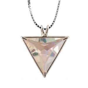 Angel Aura Quartz Angelic Star Chain Pendant Sacred Geometry Crystal Jewelry, Unisex, Sterling Silver, VOLTLIN