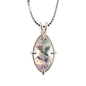 Angel Aura Quartz Infinite Eye Chain Pendant Sacred Geometry Crystal Jewelry, Unisex, Sterling Silver, VOLTLIN