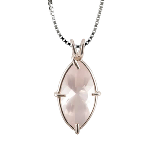 Rose Quartz Infinite Eye Chain Pendant Sacred Geometry Crystal Jewelry, Unisex, Sterling Silver, VOLTLIN