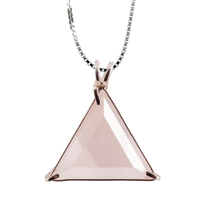 Rose Quartz Star of David Chain Pendant Sacred Geometry Crystal Jewelry, Unisex, Sterling Silver, VOLTLIN