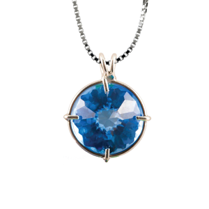 Siberian Blue Quartz Radiant Heart Chain Pendant Sacred Geometry Crystal Jewelry, Unisex, Sterling Silver, VOLTLIN