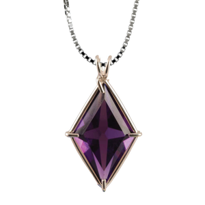 Siberian Purple Quartz Ascension Star Chain Pendant Sacred Geometry Crystal Jewelry, Unisex, Sterling Silver, VOLTLIN