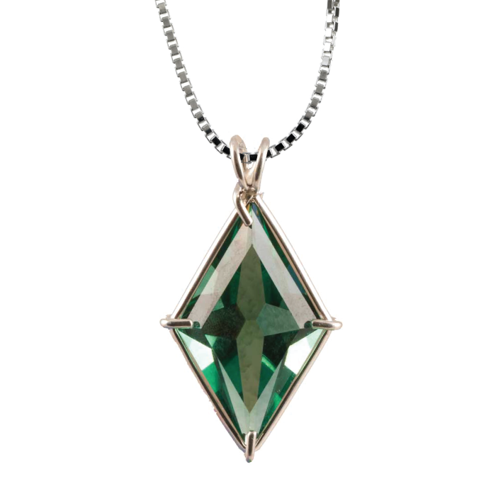 Siberian Green Quartz Ascension Star Chain Pendant Sacred Geometry Crystal Jewelry, Unisex, Sterling Silver, VOLTLIN