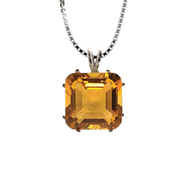 Siberian Gold Quartz Earth Heart Chain Pendant Sacred Geometry Crystal Jewelry, Unisex, Sterling Silver, VOLTLIN